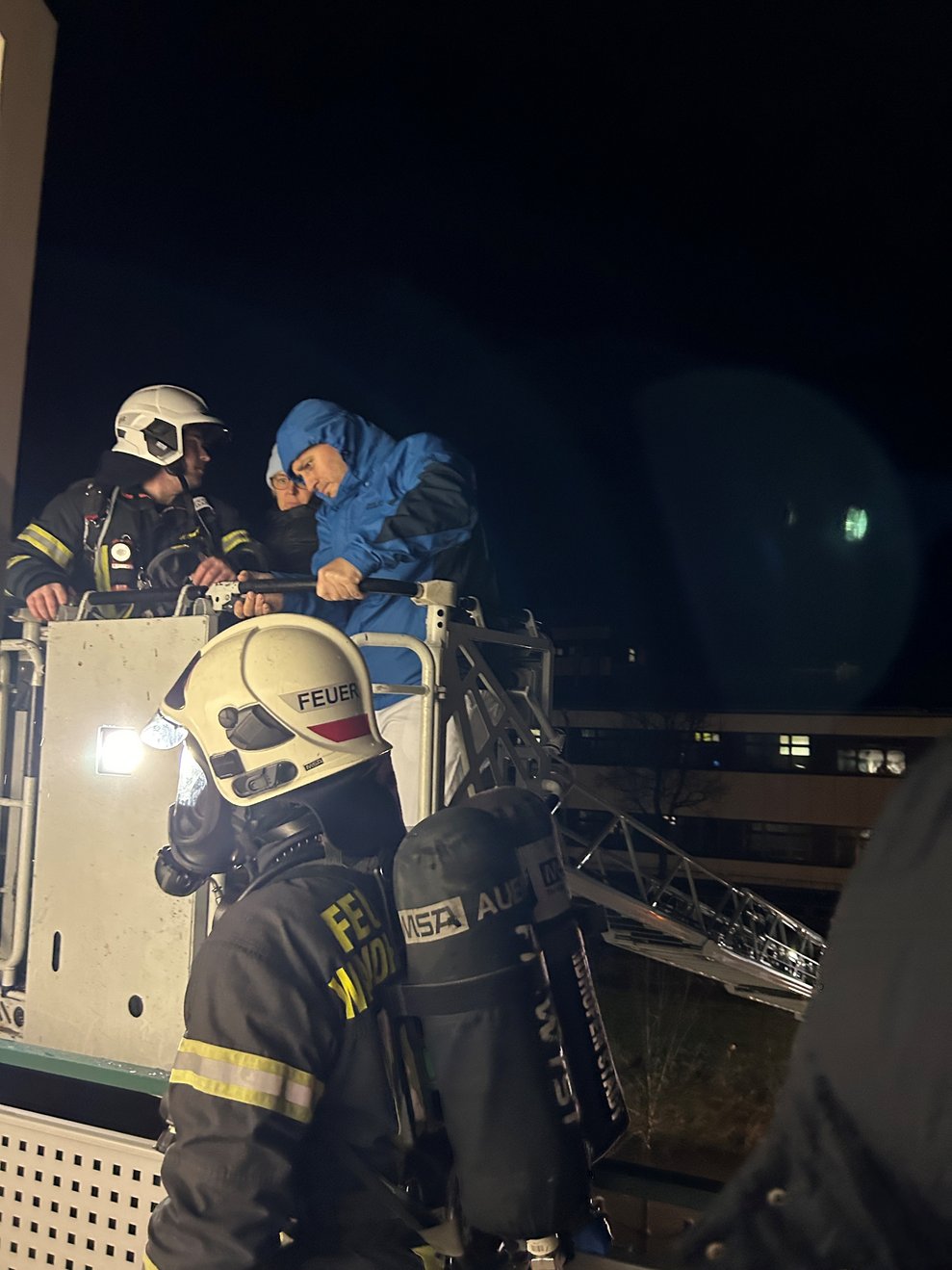 Evakuierung mittels Drehleiter