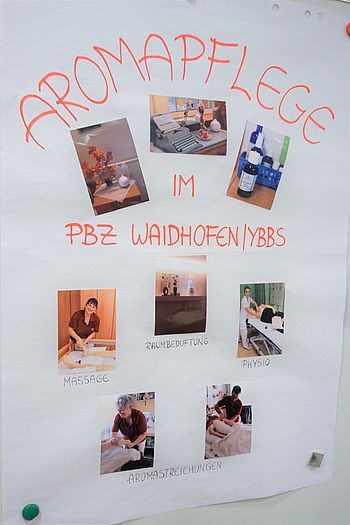 Plakat "Anwendungsbereiche der Aromapflege im PBZ"