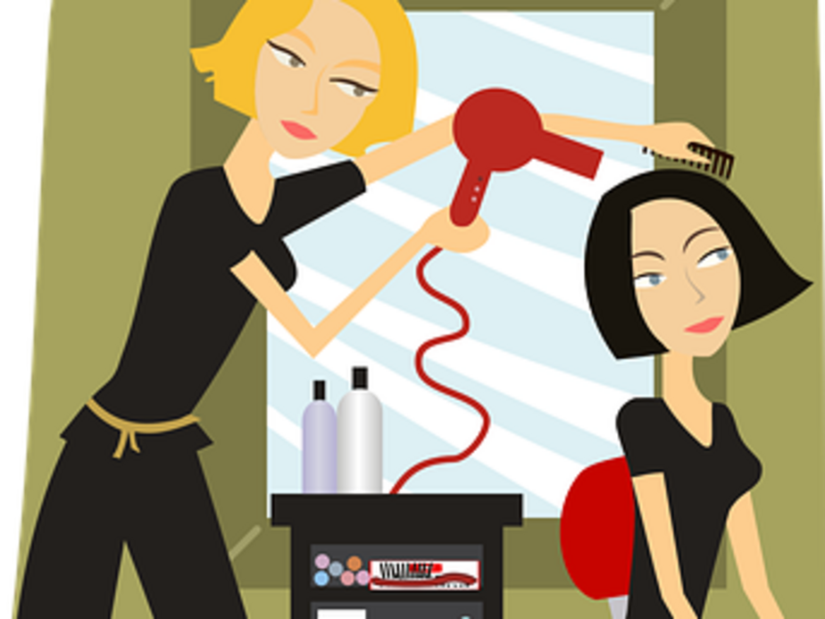 Grafik von einer Friseurin im Friseursalon.